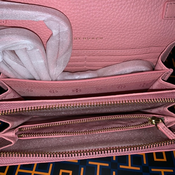 Tory Burch Bombe flat wallet crossbody dark cameo - Picture 6 of 6